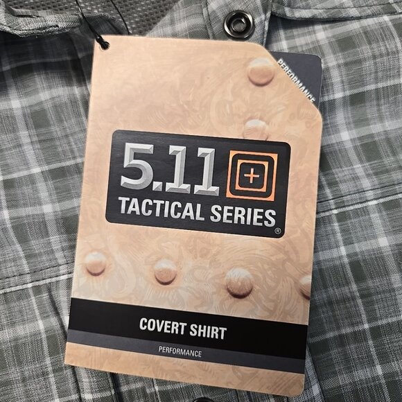 NWT 511 Tactical Covert Shirt Mens Size Medium Gray Plaid Zip Pockets Snap Front - Picture 9 of 12